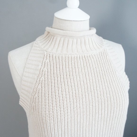 Harve Benard Tops - Harve Bernard Beige Sweater Knit Halter Tank Top L